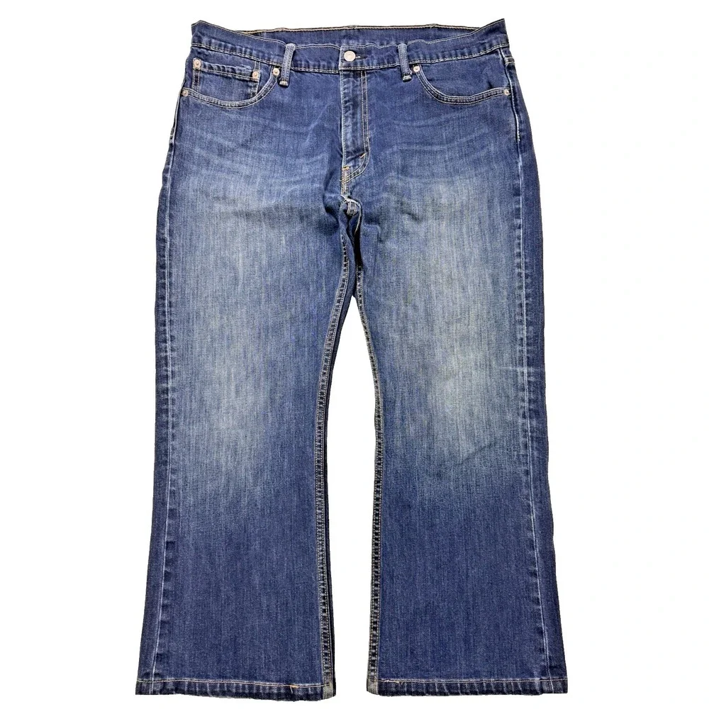 Levis 527 Jeans Men 38x25 Blue Slim Boot Distressed Whisker Denim Western -Altd.